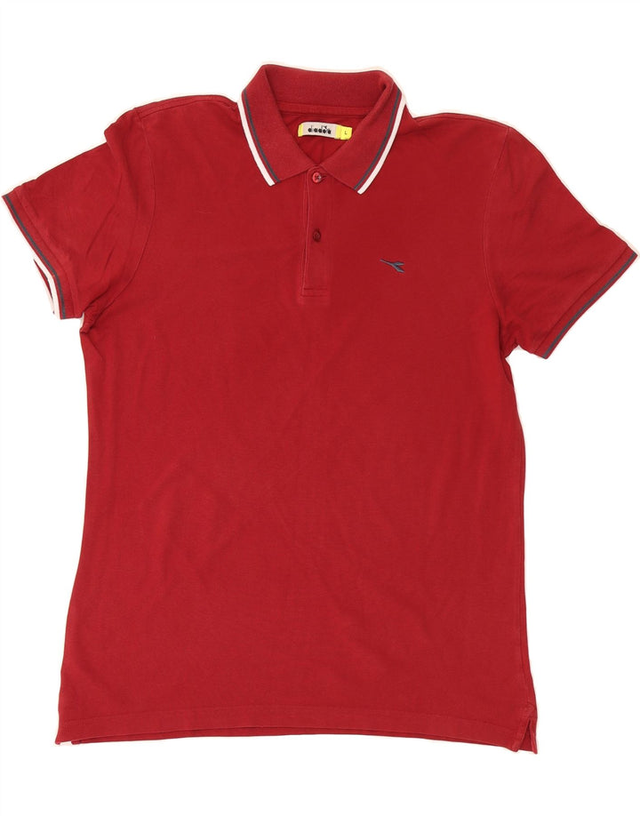 DIADORA Mens Polo Shirt Large Red Vintage Diadora and Second-Hand Diadora from Messina Hembry 