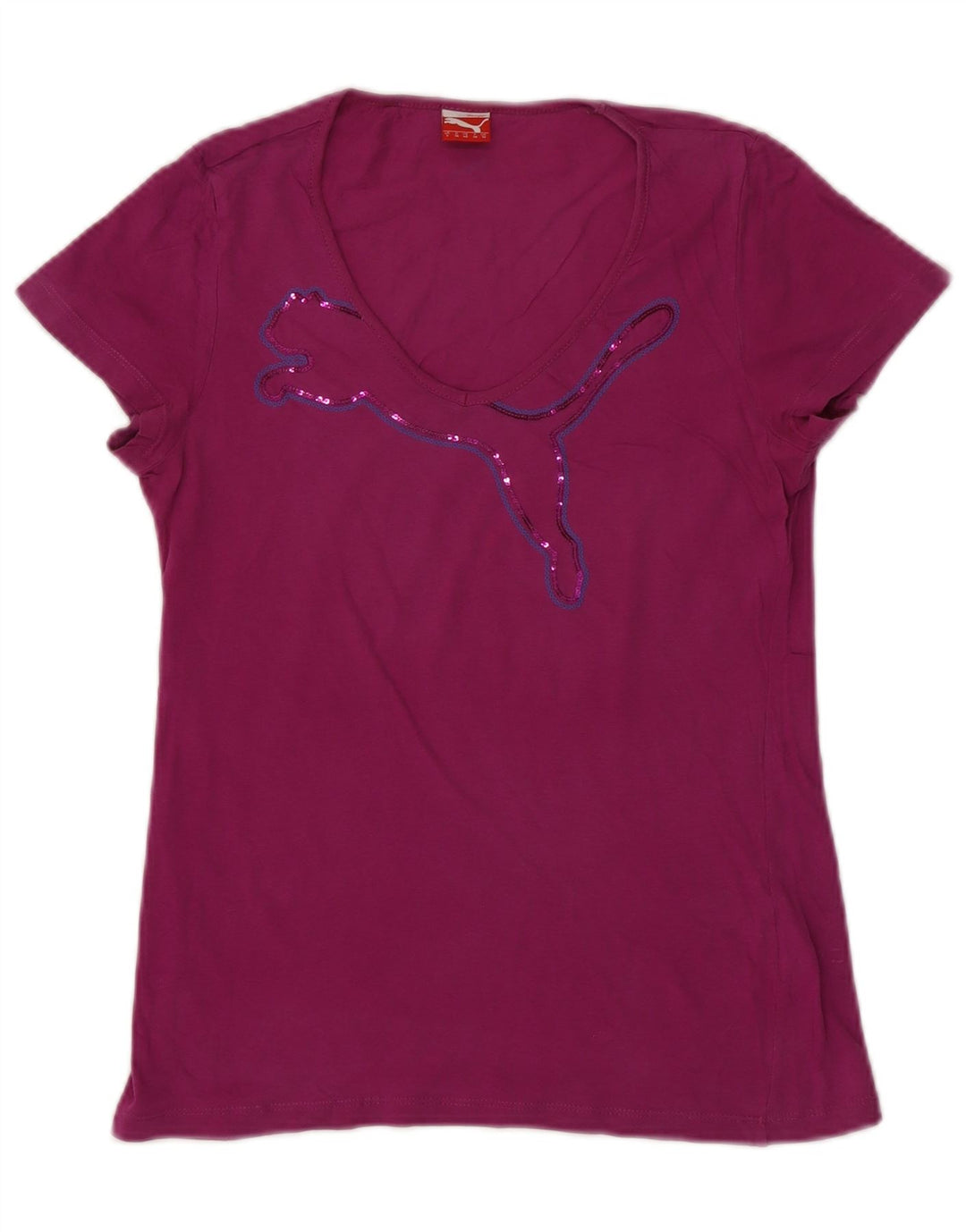 PUMA Womens Graphic T-Shirt Top UK 10 Small  Maroon