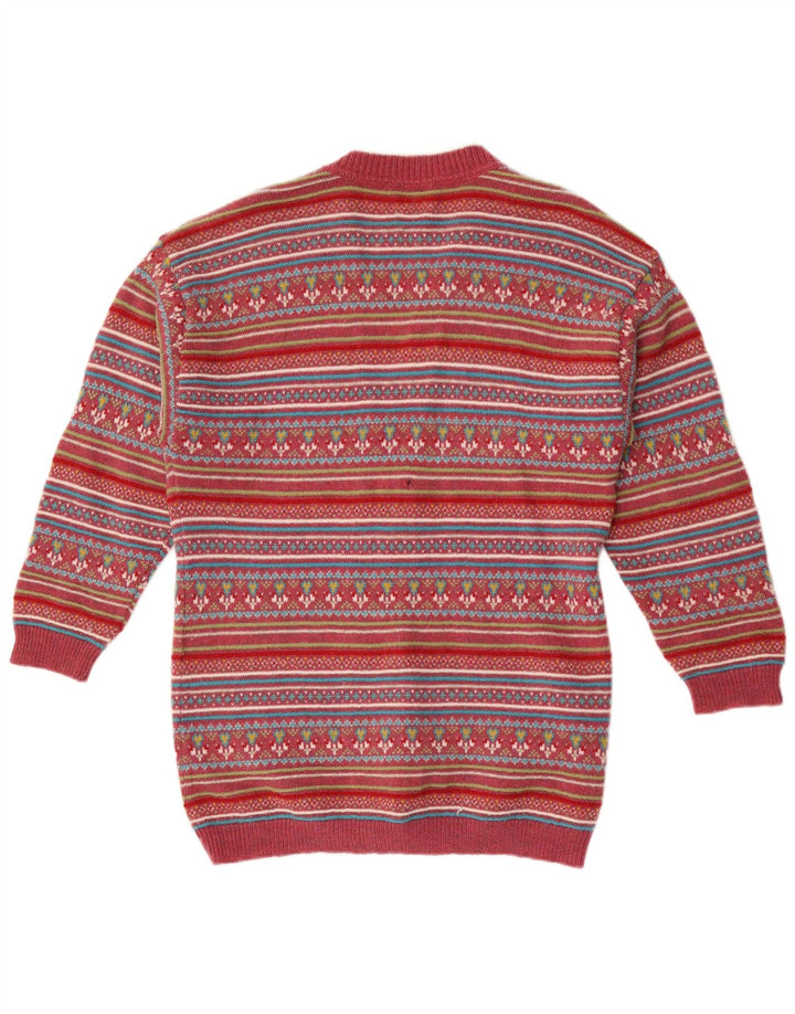 Ženski kardigan Stefanel pulover UK 14 srednje crvene Fair Isle vune