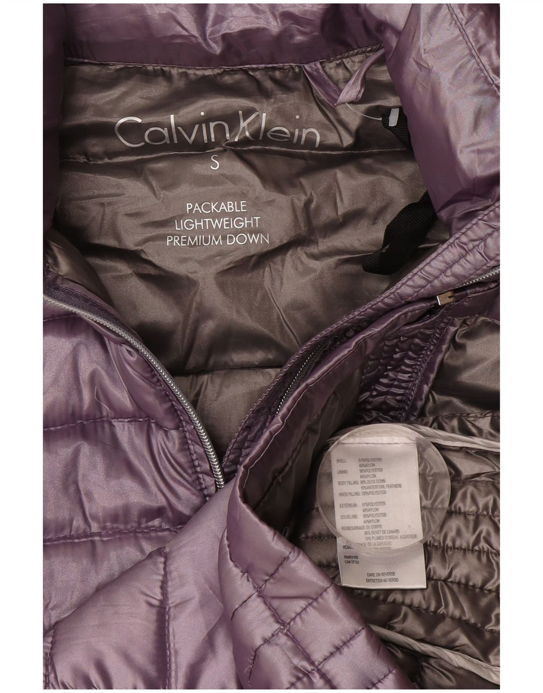 Calvin Klein Ženska podstavljena jakna s kapuljačom UK 10 Small Purple Poliester