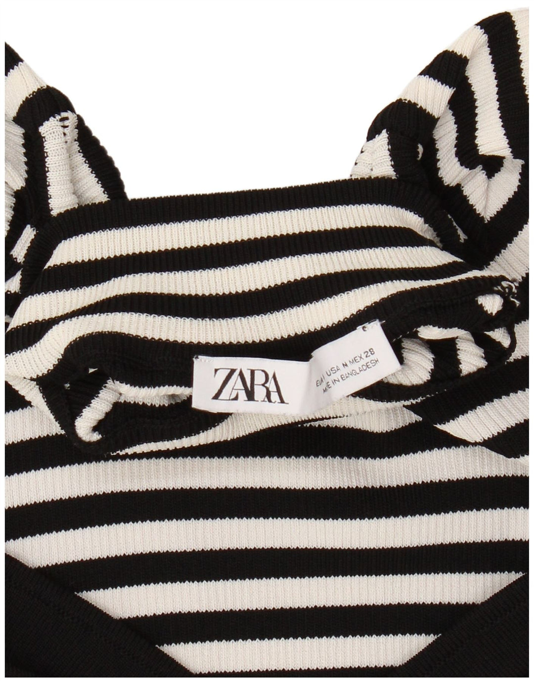 ZARA Womens Crop Blouse Top UK 12 Medium White Striped Viscose
