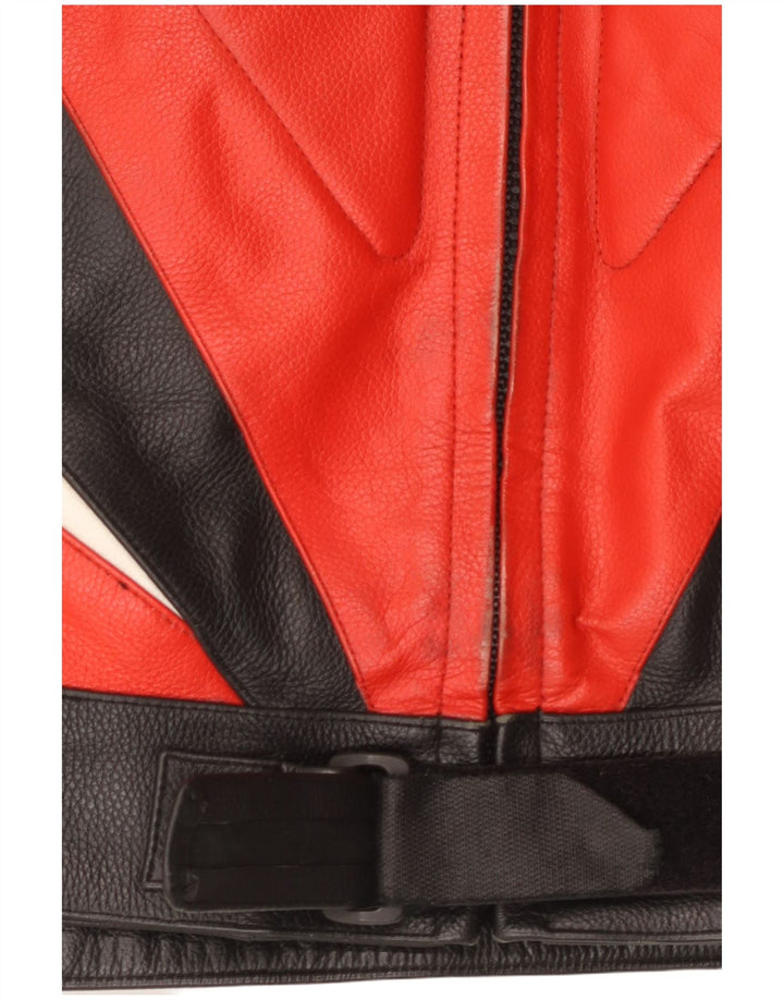 Vintage muška kožna trkaća jakna UK 40 Veliki raznobojni blok u boji