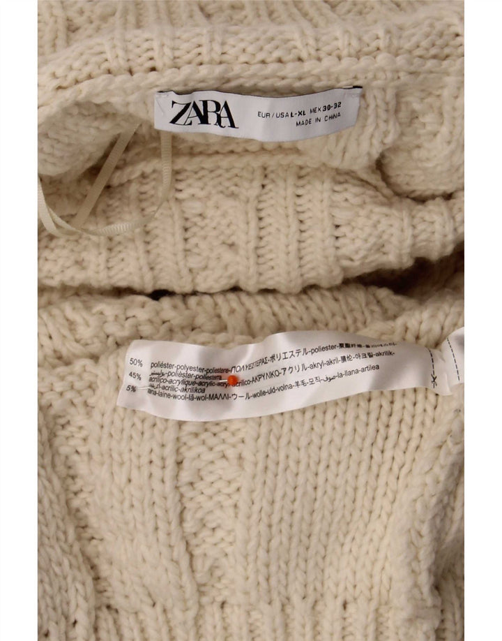 Zara ženski pulover s velikim ovratnikom UK 16 Large Beige