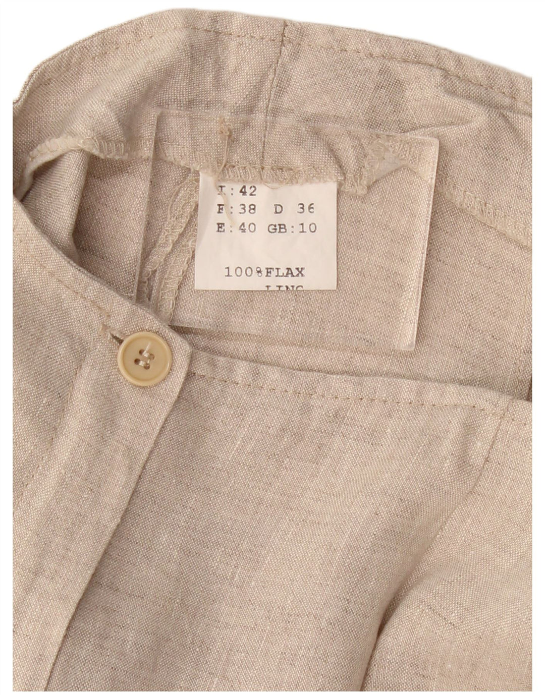 VINTAGE ženske ravne kapri hlače UK 10 male W30 L21 bež lan