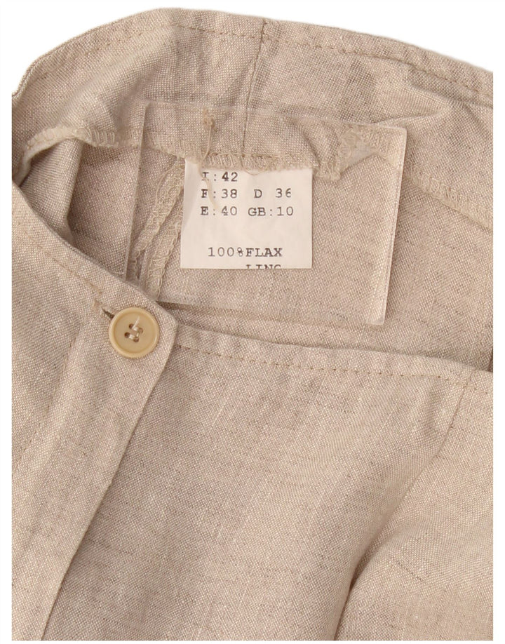 VINTAGE ženske ravne kapri hlače UK 10 male W30 L21 bež lan