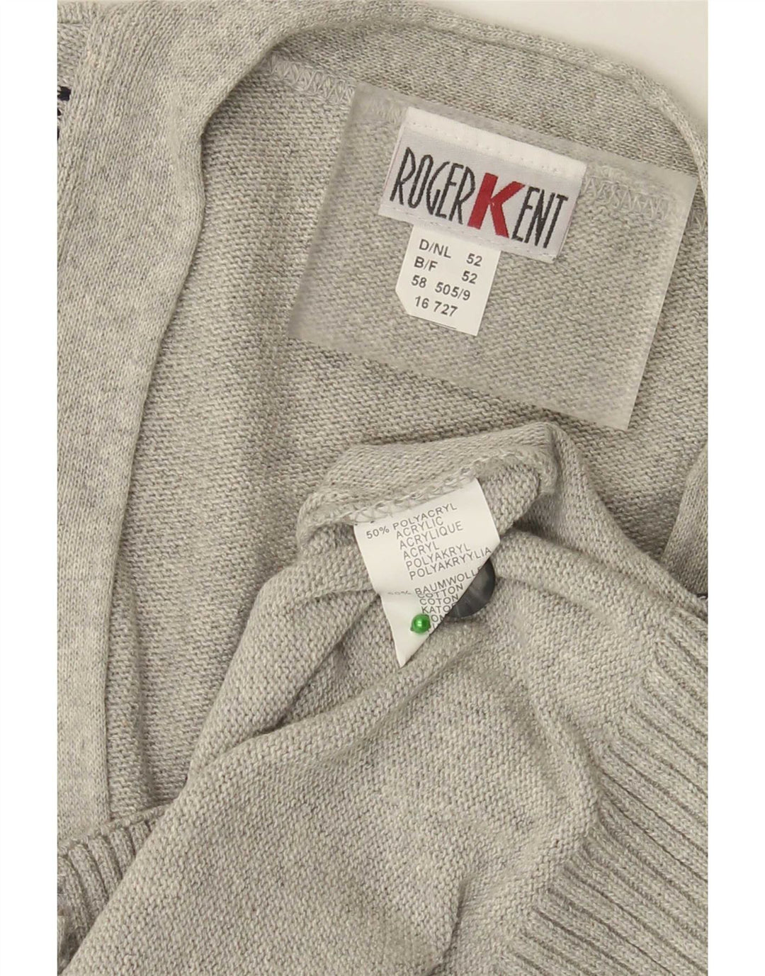 Roger Kent Muški kardigan pulover IT 52 Large Grey Argyle/Diamond