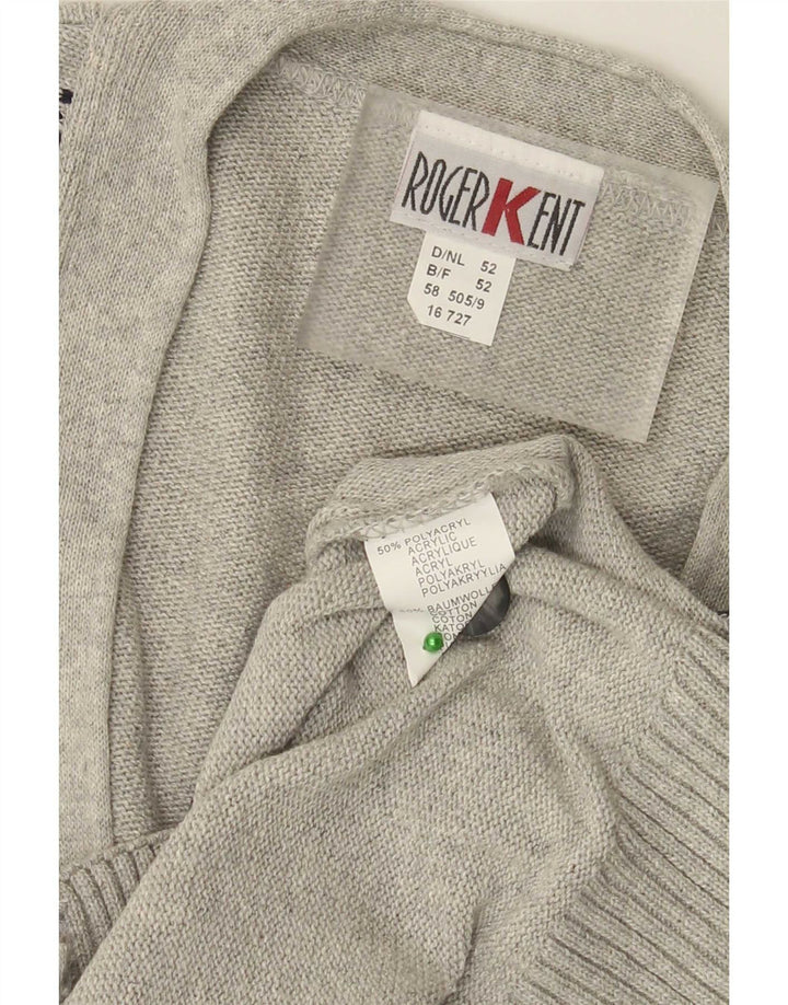 Roger Kent Muški kardigan pulover IT 52 Large Grey Argyle/Diamond