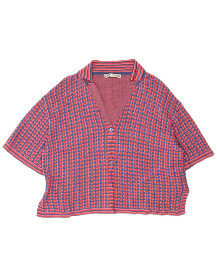 Zara ženski kardigan džemper kratkih rukava UK 14 srednje višebojan