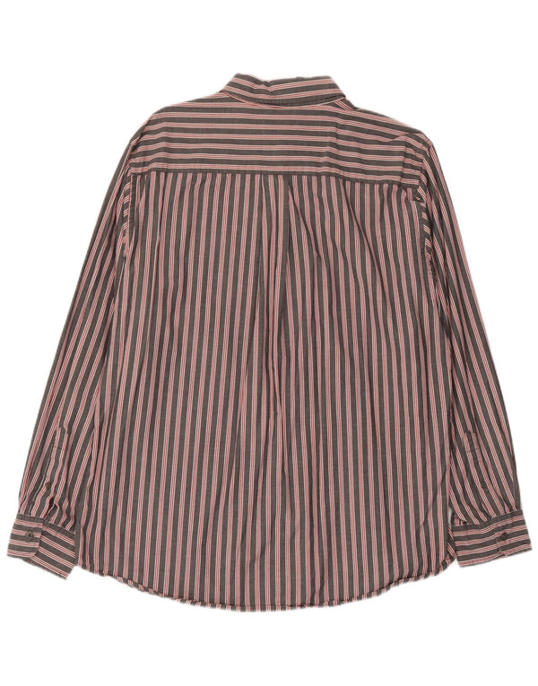 Chaps Mens Shirt Large Grey Striped Cotton