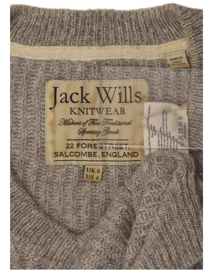 Jack Wills Ženski džemper s V-izrezom UK 8 Mali sivi poliester