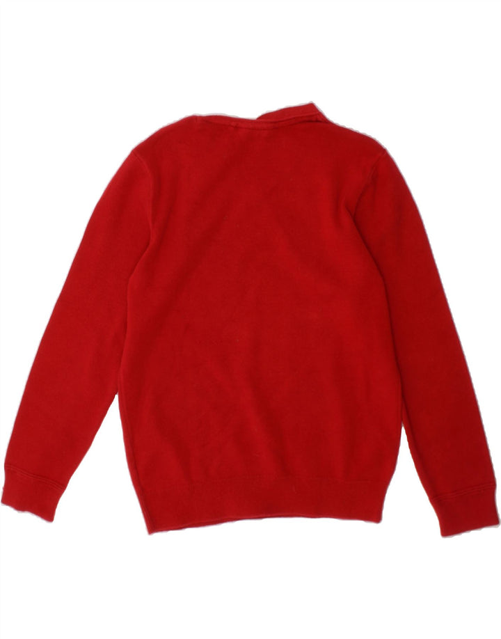 CLARKS Boys V-Neck Jumper Sweater 8-9 Years Red Cotton Vintage Clarks and Second-Hand Clarks from Messina Hembry 