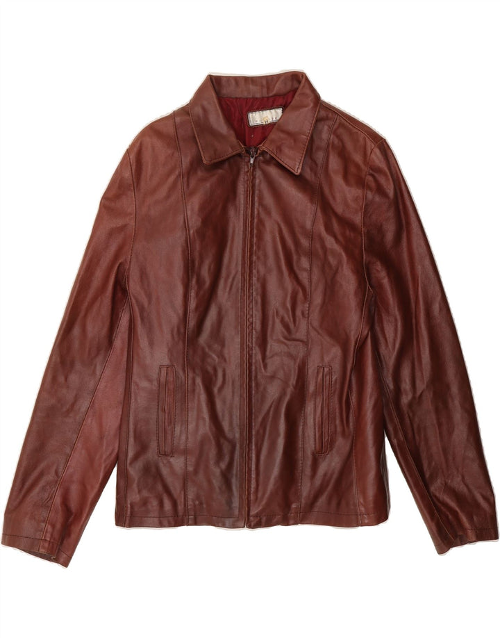 BAYSIDE Womens Leather Jacket UK 16 Large Brown Leather Vintage Bayside and Second-Hand Bayside from Messina Hembry 