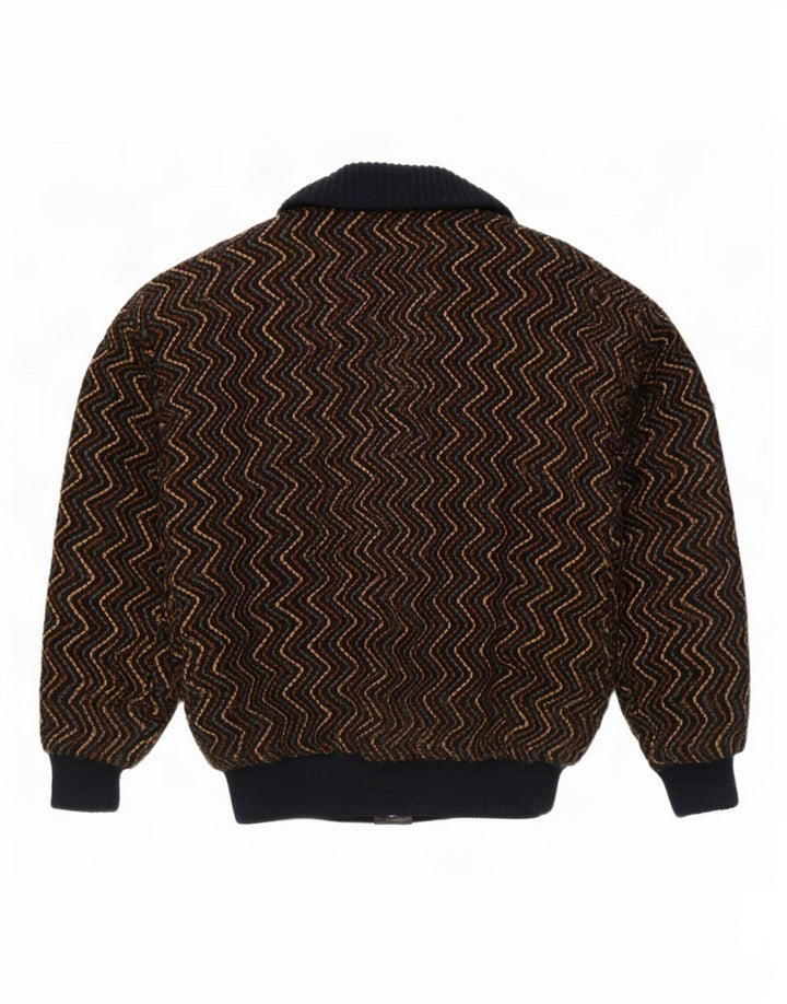 Vintage muška pletena bomber jakna UK 42 XL smeđa ševron