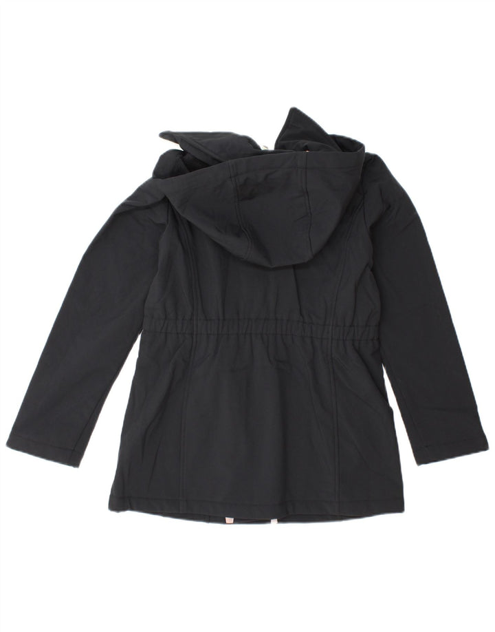 MICHAEL KORS Girls Hooded Windbreaker Jacket 10-11 Years Black Polyester