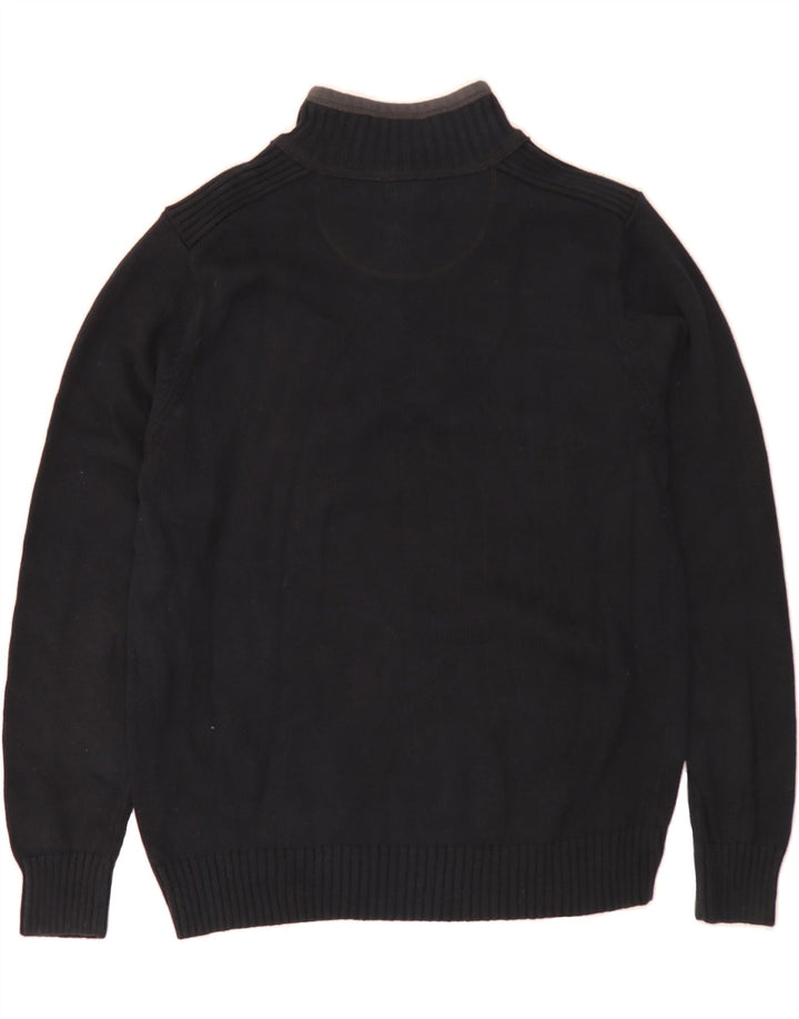 DOCKERS Mens Zip Neck Jumper Sweater Medium Navy Blue Cotton Vintage Dockers and Second-Hand Dockers from Messina Hembry 