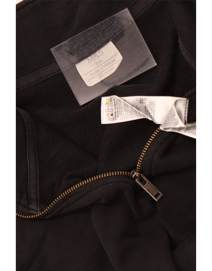 Marks & Spencer muška majica s izrezom s patentnim zatvaračem 3XL crni pamuk