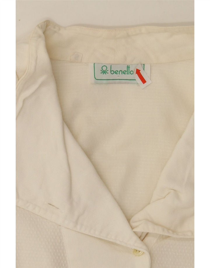 BENETTON Womens Shirt Blouse UK 10 Small White Cotton Vintage Benetton and Second-Hand Benetton from Messina Hembry 