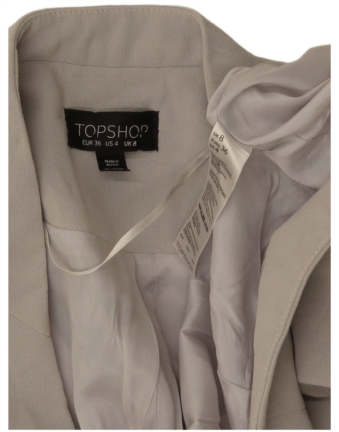 Topshop ženska bolero jakna UK 8 mali sivi poliester