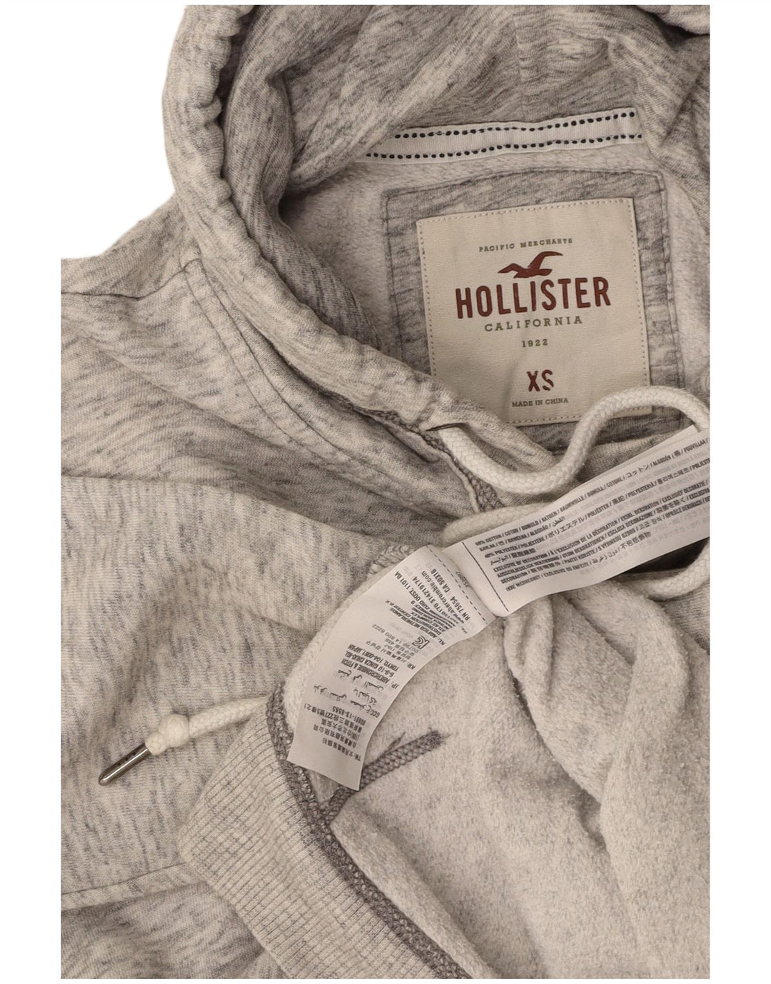 HOLLISTER Ženska majica s kapuljačom slobodnog kroja UK 6 XS Siva s flekama