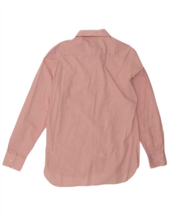 AQUASCUTUM Mens Slim Fit Shirt Size 16 1/2 Large Pink Check Cotton