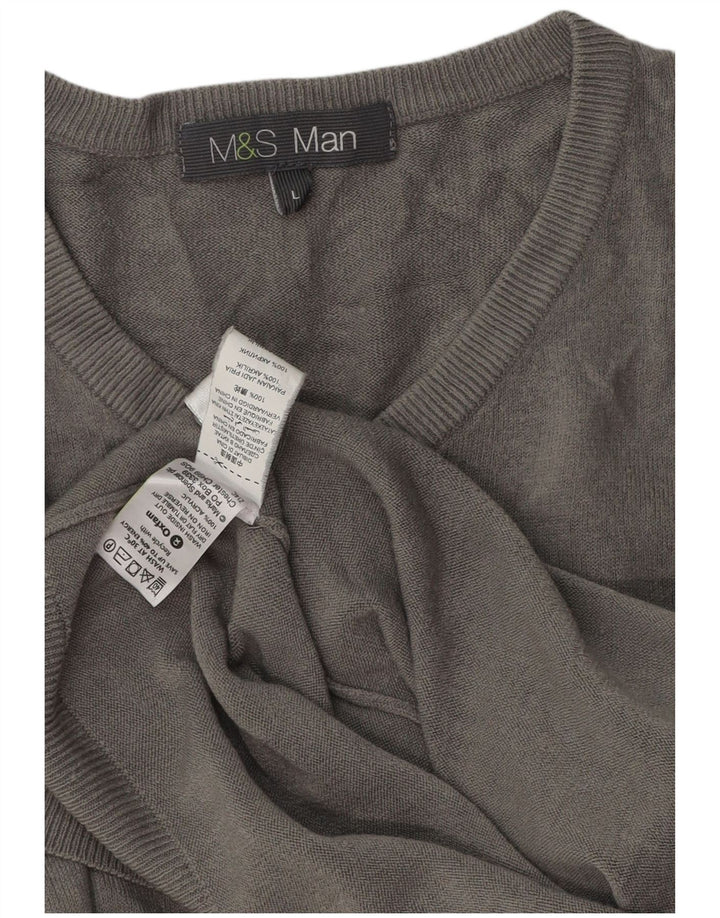 Marks & Spencer muški pulover s V-izrezom veliki sivi akril