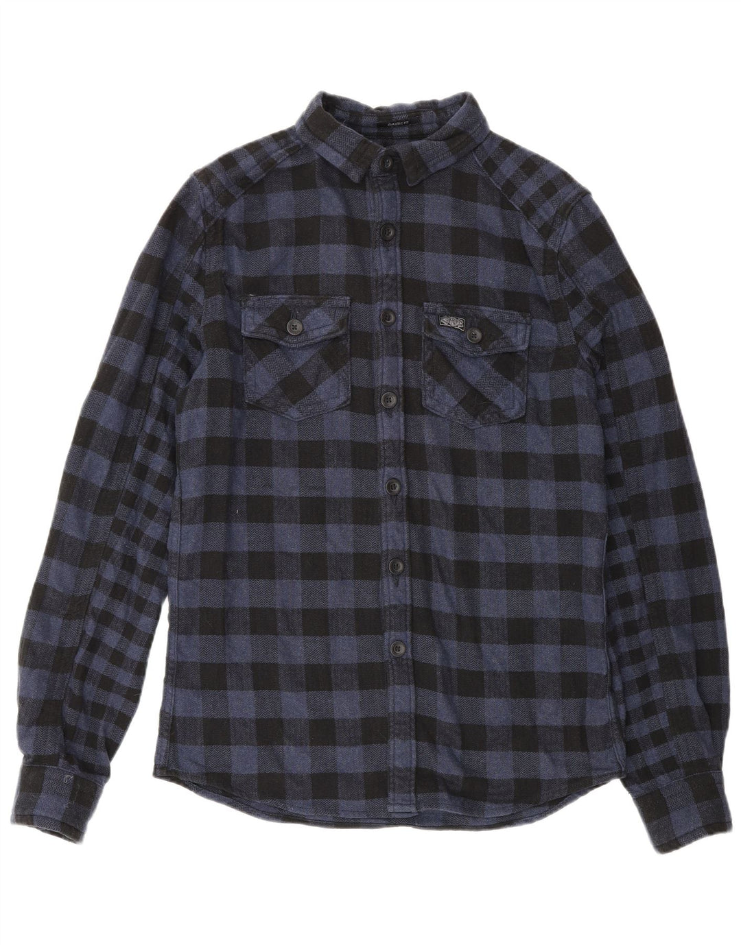 Superdry muška flanelska košulja mala tamnoplava karirana pamuk