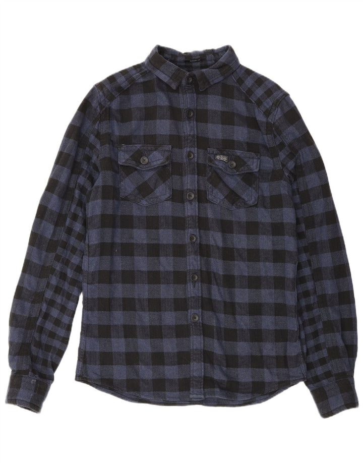 Superdry muška flanelska košulja mala tamnoplava karirana pamuk