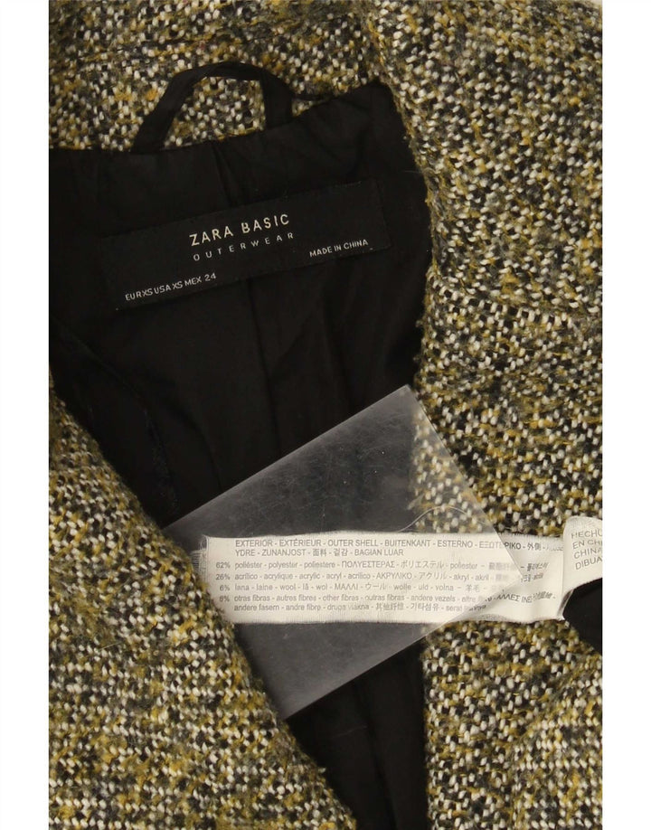 Zara ženski preveliki kaput UK 6 XS kaki pjegavi poliester