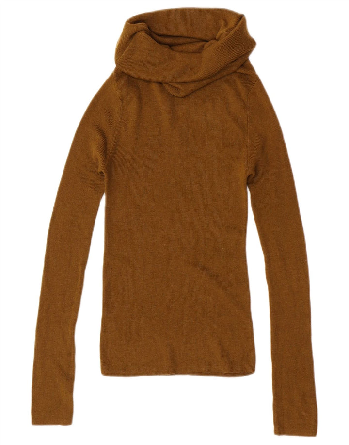 Zara ženski pulover s rol izrezom UK 4 XS kaki poliester