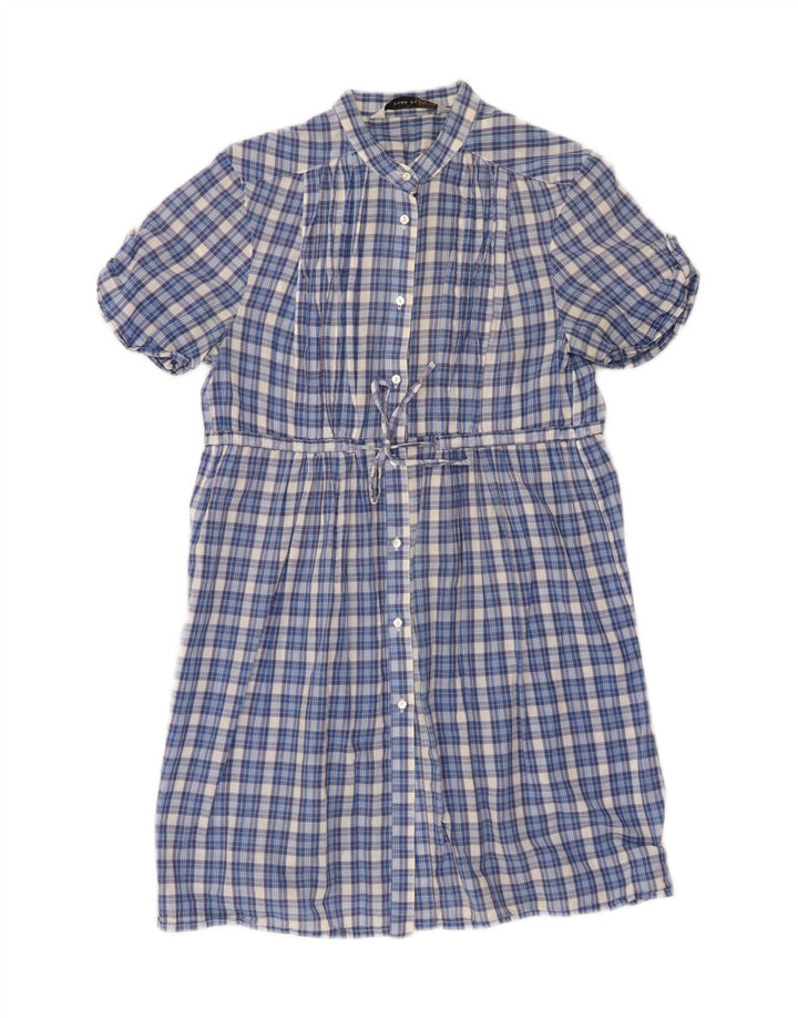 ZARA Womens Shirt Dress UK 10 Small Blue Check Vintage Zara and Second-Hand Zara from Messina Hembry 