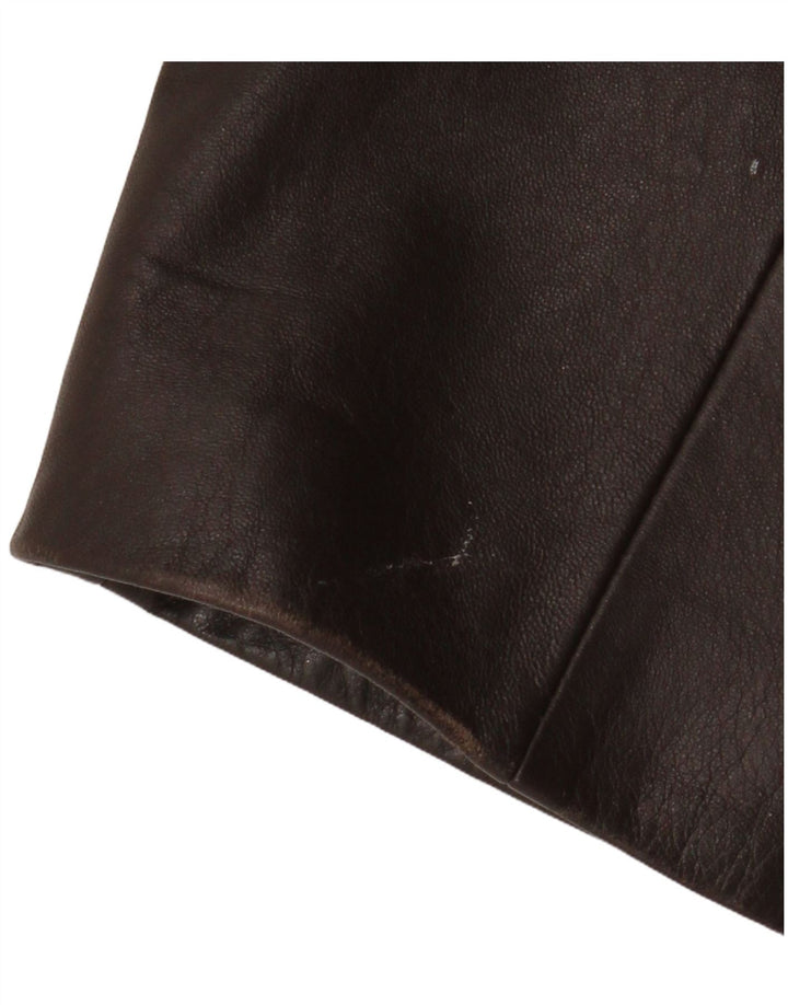 Vintage ženska kožna jakna s 3 gumba UK 18 XL smeđa koža