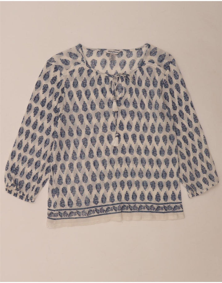 TOMMY BAHAMA Ženski gornji dio bluze s 3/4 rukavima UK 16 Veliki bijeli Paisley pamuk