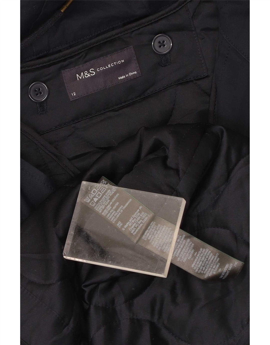 Marks & Spencer ženska parka jakna s kapuljačom UK 12 Medium tamnoplavi poliester