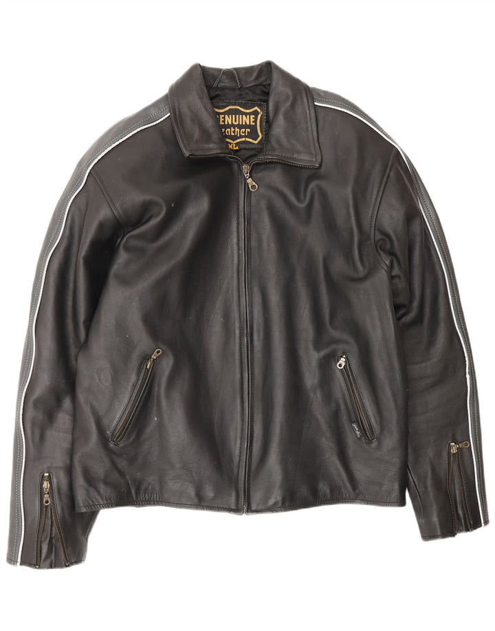 VINTAGE muška kožna jakna UK 42 XL crna koža u boji