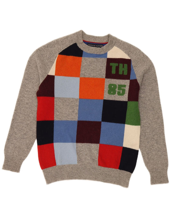 Tommy Hilfiger ženski džemper s okruglim izrezom UK 10 Mali sivi geometrijski