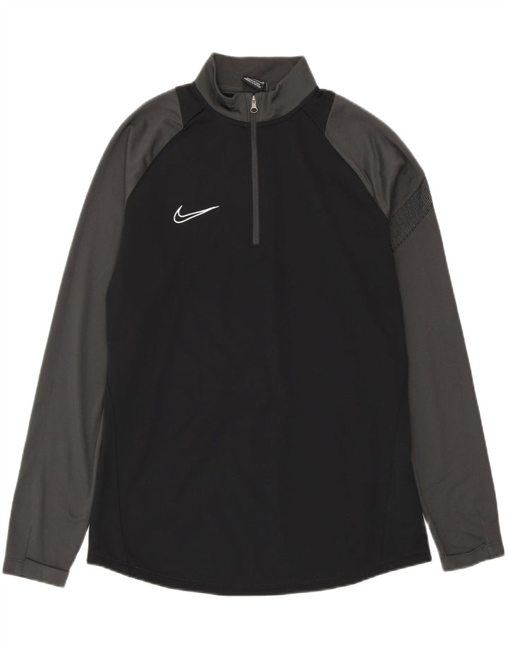 NIKE Muška pulover trenirka Dri Fit s patentnim izrezom Gornji dio srednje crne boje