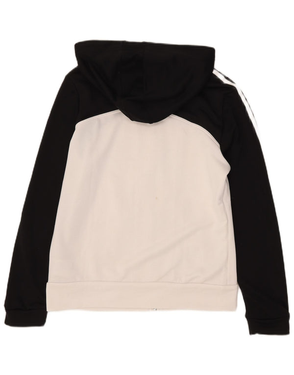 Adidas Womens Zip Hoodie Sweater UK 16 Large White Colourblock Polyester