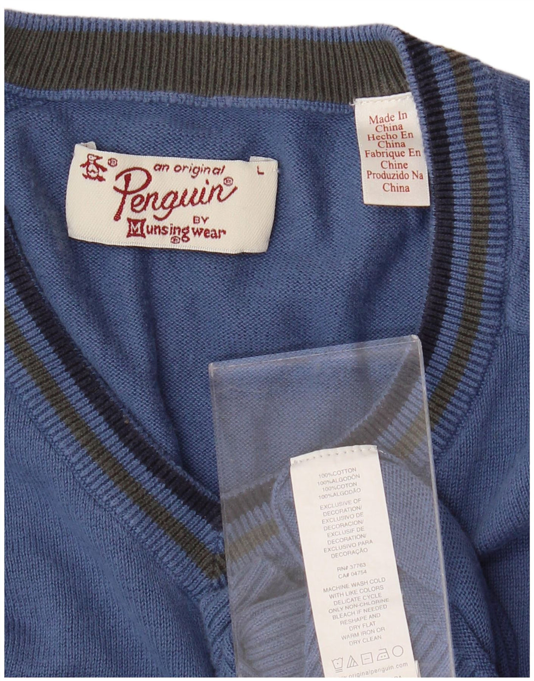 PINGVIN Muški pulover s V-izrezom Veliki plavi pamuk