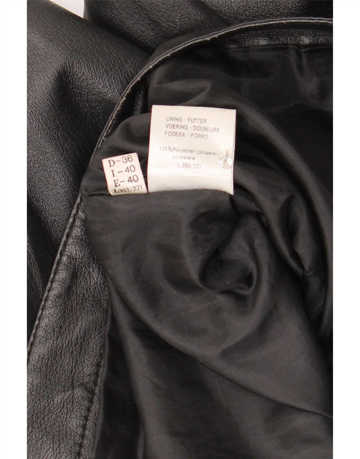Vintage ženska prevelika kožna bolero jakna IT 40 Mala crna