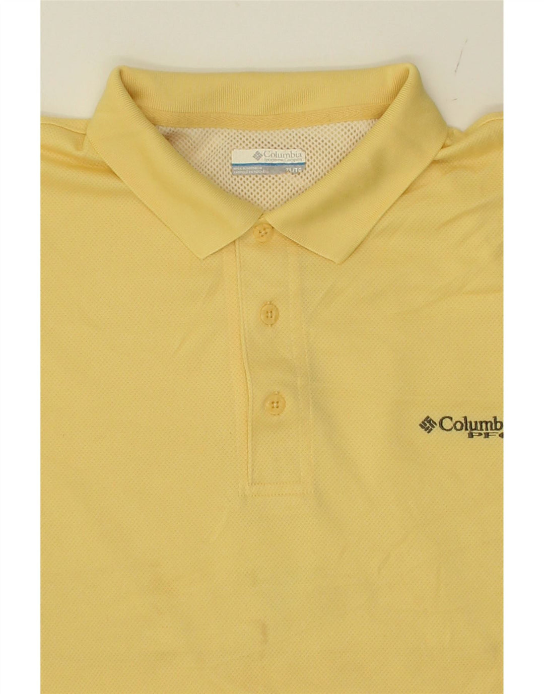 COLUMBIA Mens Big & Tall Polo Shirt XL Yellow Polyester Vintage Columbia and Second-Hand Columbia from Messina Hembry 