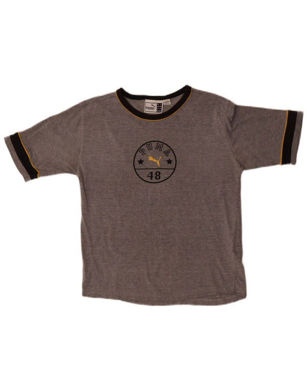 Puma Boys Graphic T-Shirt Top 11-12 Years Grey Colourblock Cotton