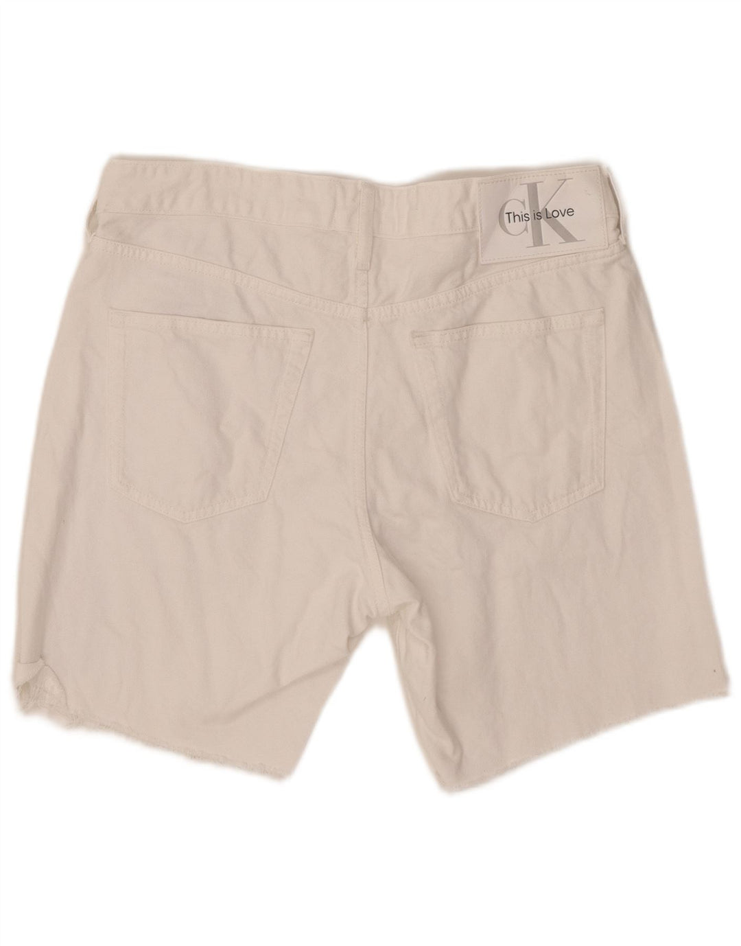 CALVIN KLEIN Muške traper kratke hlače s grafičkim motivima W31 Srednje bijeli pamuk