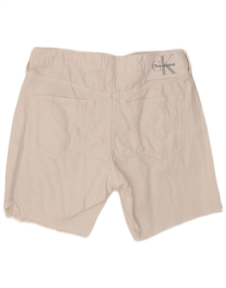 CALVIN KLEIN Muške traper kratke hlače s grafičkim motivima W31 Srednje bijeli pamuk