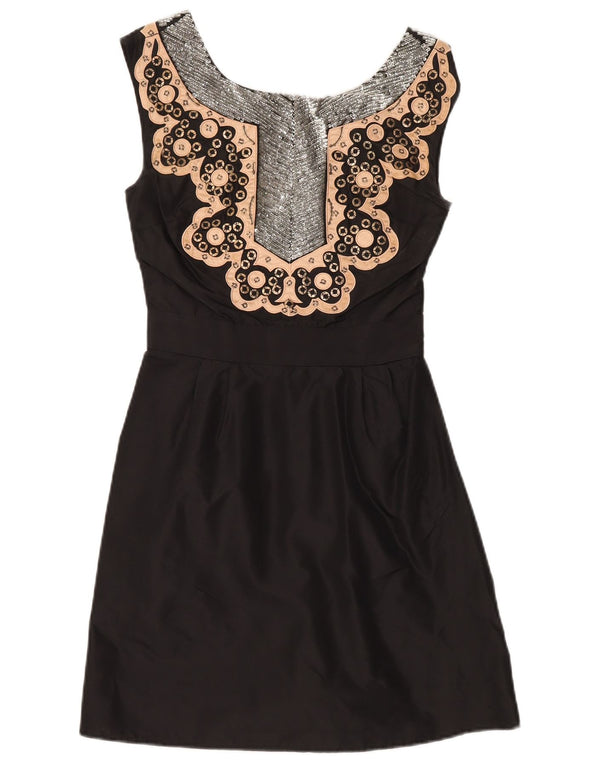 French Connection Womens Abstract Pattern A-Line Dress UK 6 XS Black