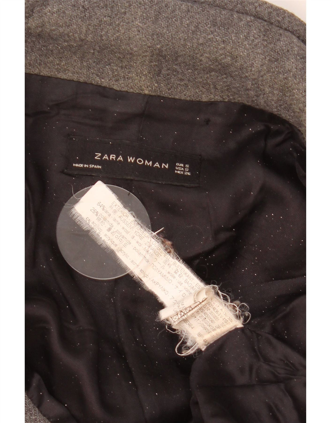 Zara ženski preveliki kaput UK 10 Mala siva vuna