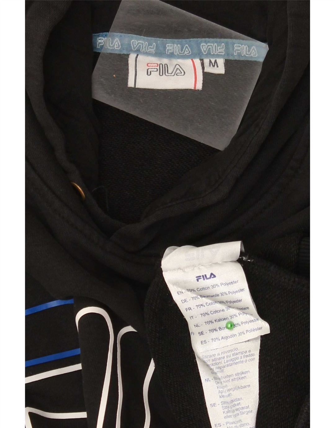 Fila muška majica s kapuljačom srednje veličine, crni pamuk