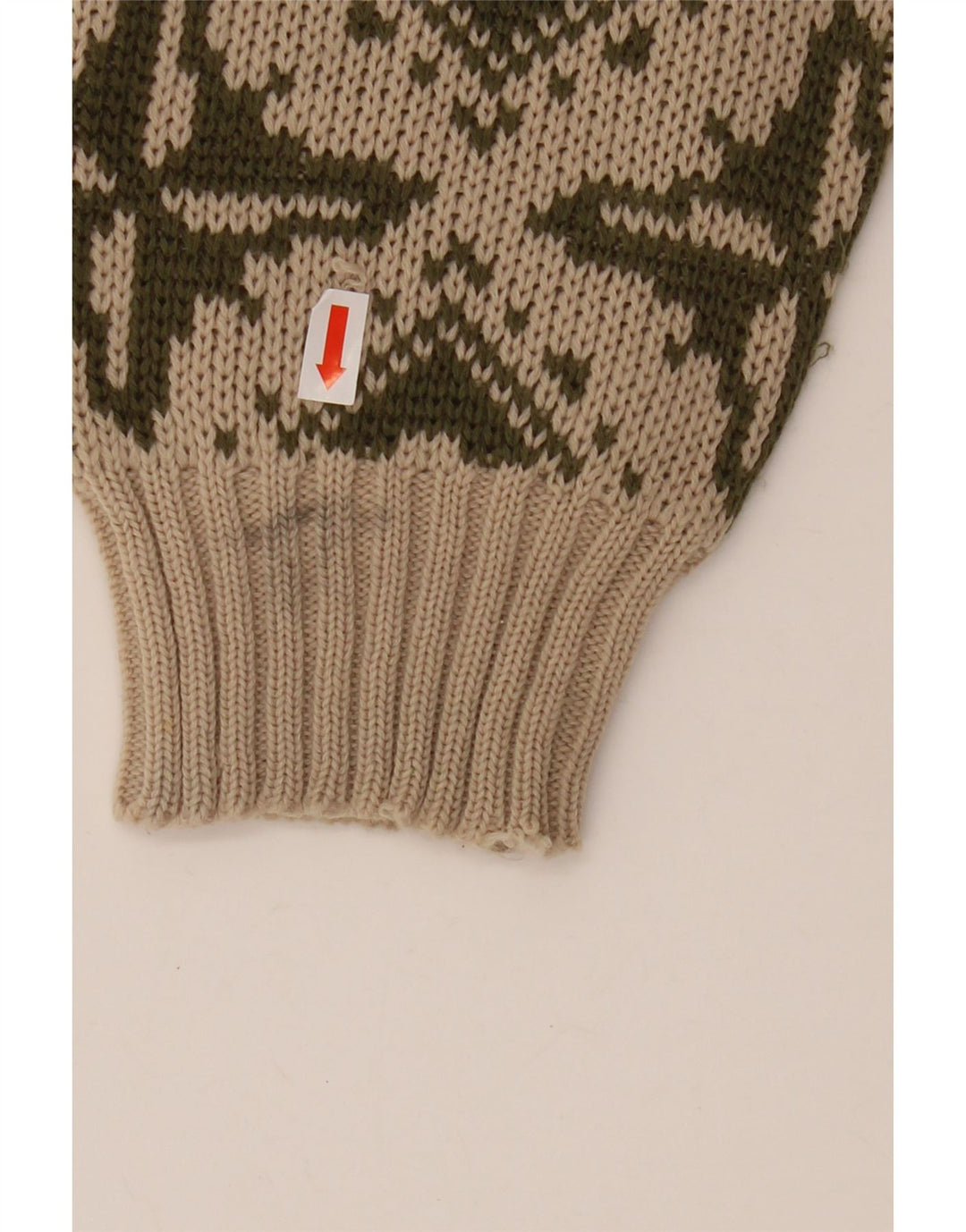 VINTAGE ženski džemper s veznim izrezom IT 46 Veliki bež geometrijski