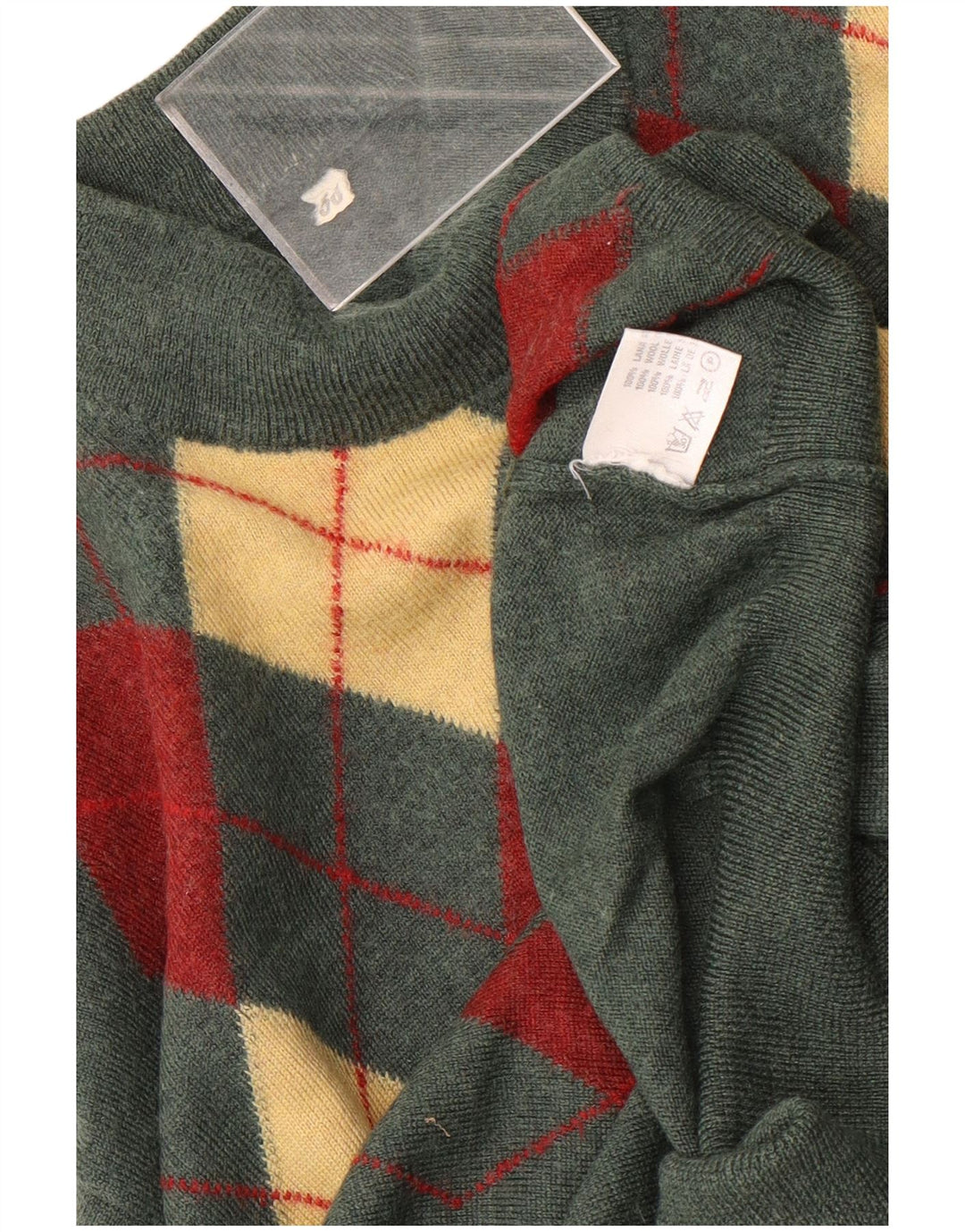 Vintage muški džemper s kornjačastim ovratnikom IT 50 Srednje zeleni Argyle/Diamond