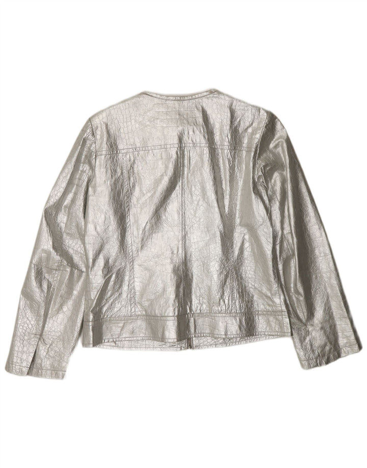 CORTEFIEL ženska kožna jakna UK 12 srednje srebrne kože