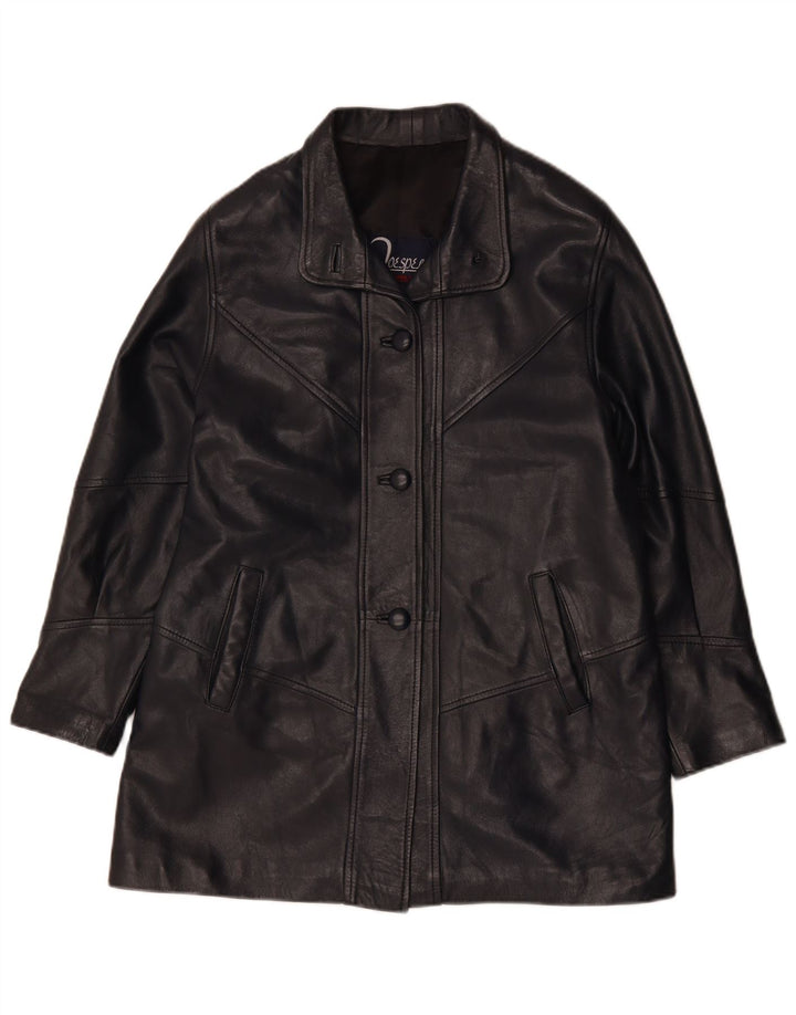 Vintage ženska kožna jakna UK 14 srednje crna koža